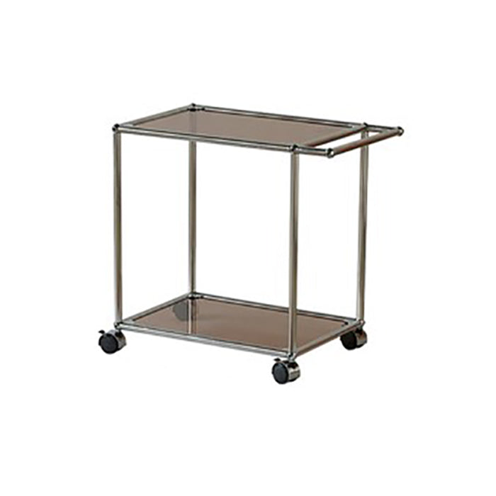 Medieval Modern Style Rectangular Metal/glass Table Wheel Base Side Table
