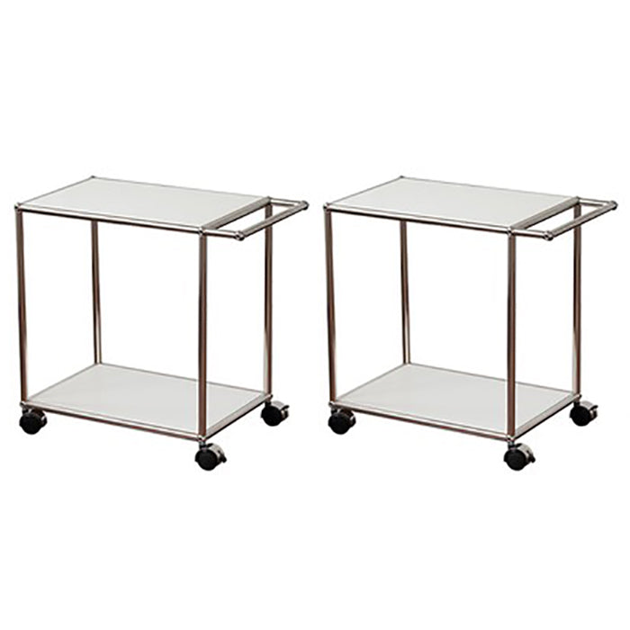Medieval Modern Style Rectangular Metal/glass Table Wheel Base Side Table