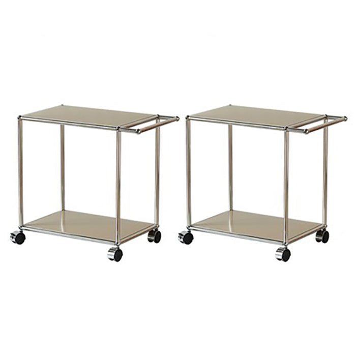 Medieval Modern Style Rectangular Metal/glass Table Wheel Base Side Table