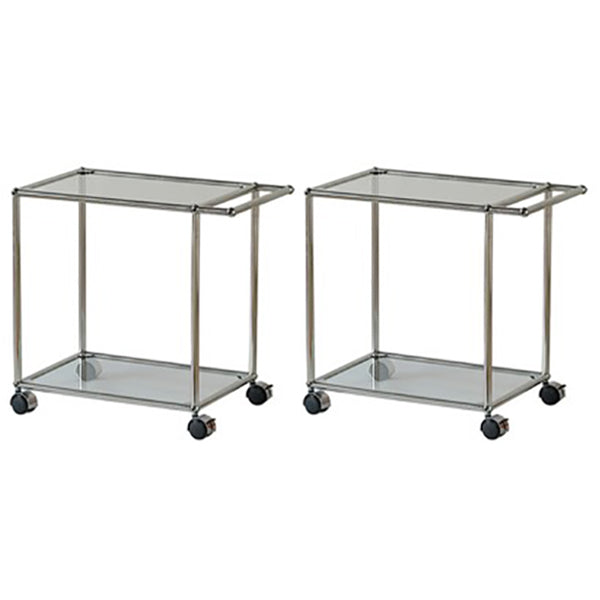 Medieval Modern Style Rectangular Metal/glass Table Wheel Base Side Table