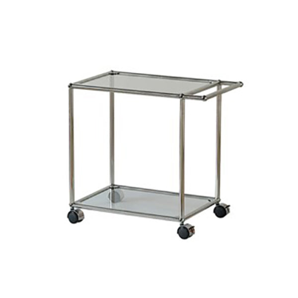 Medieval Modern Style Rectangular Metal/glass Table Wheel Base Side Table