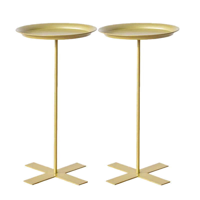 Mid-Century Style Sofa Side Accent Table Metal Pedestal End Table