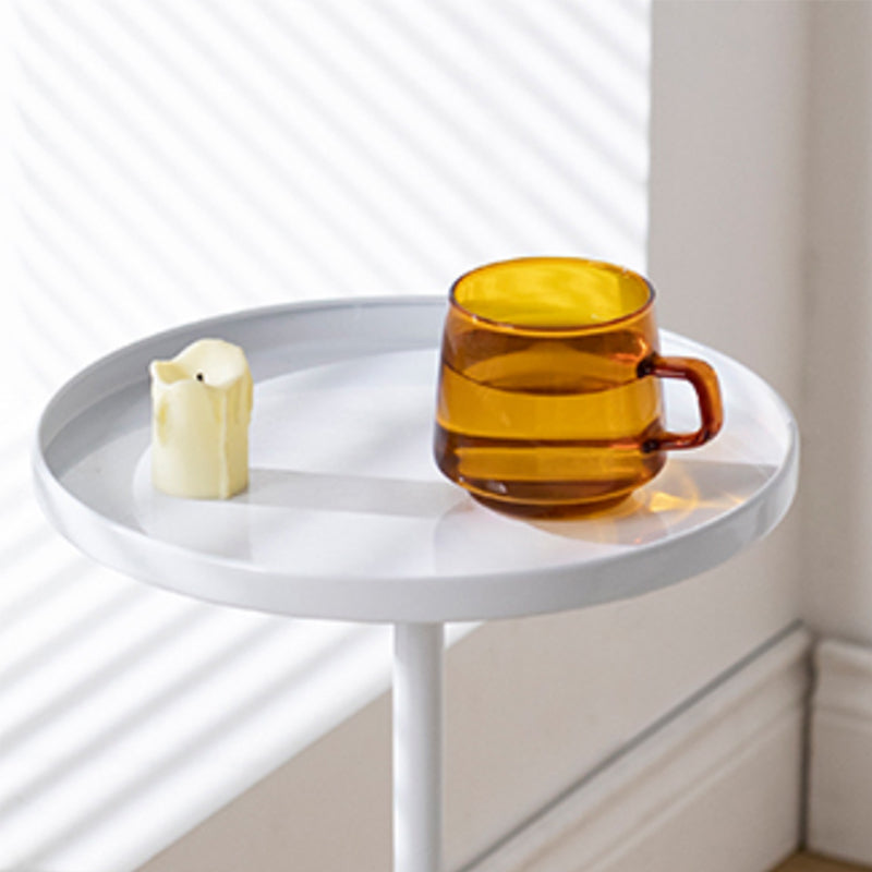 Mid-Century Style Sofa Side Accent Table Metal Pedestal End Table