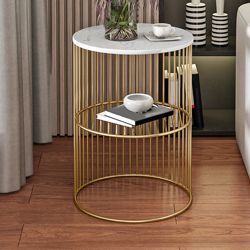 21.6" Tall Modern Style Sofa Side Accent Table Metal Drum End Table