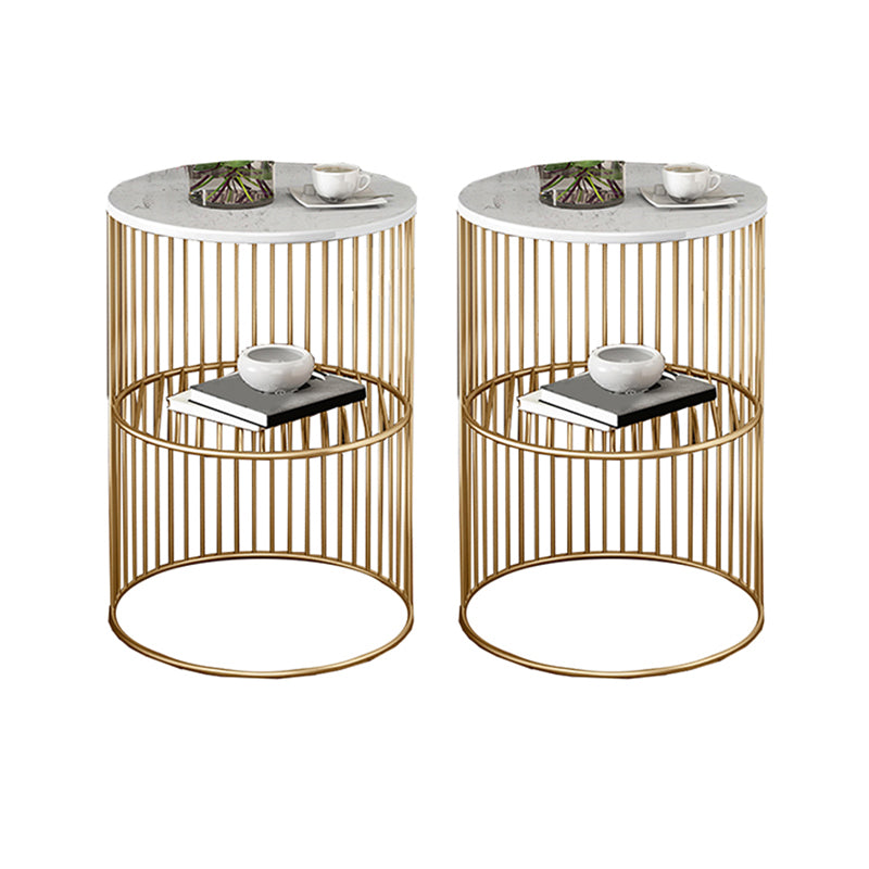 21.6" Tall Modern Style Sofa Side Accent Table Metal Drum End Table