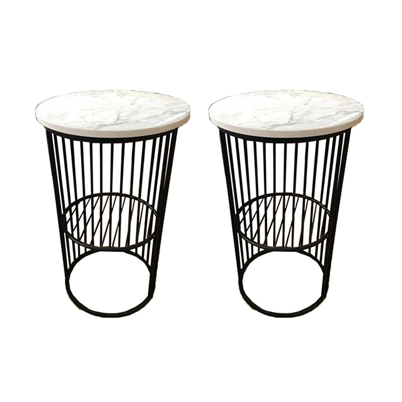 21.6" Tall Modern Style Sofa Side Accent Table Metal Drum End Table