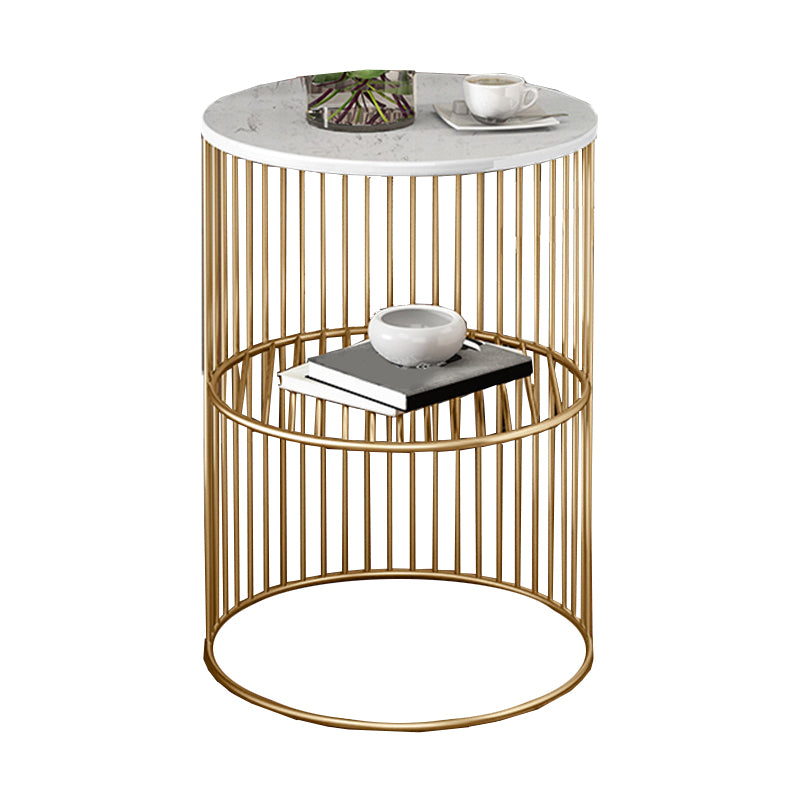 21.6" Tall Modern Style Sofa Side Accent Table Metal Drum End Table