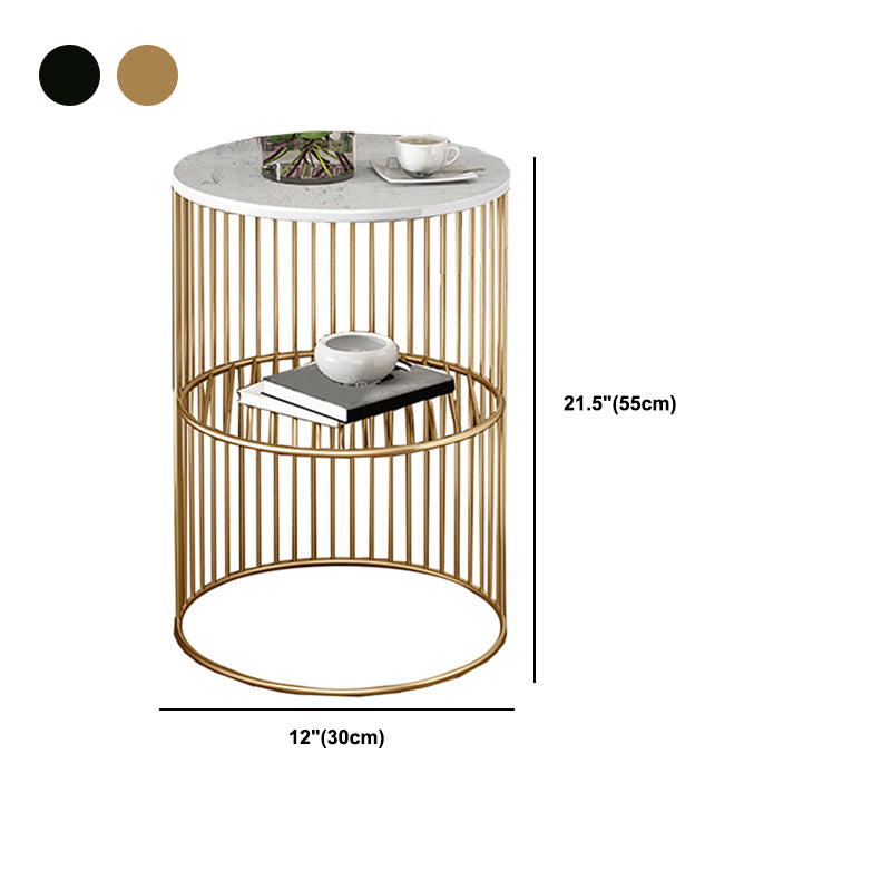 21.6" Tall Modern Style Sofa Side Accent Table Metal Drum End Table