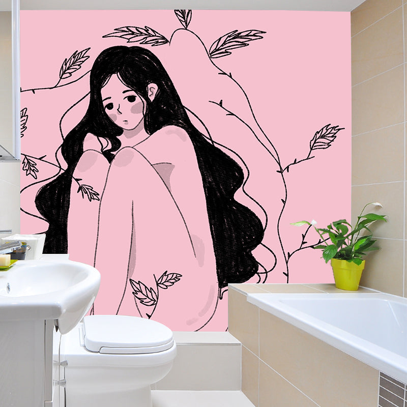 Illustration Stain Resistant Mural Wallpaper Portraiture Sleeping Room Wall Mural