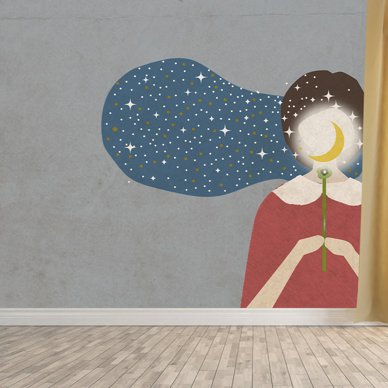 Environment Friendly Wall Mural Wallpaper Watercolor Portraiture Sitting Room Wall Mural