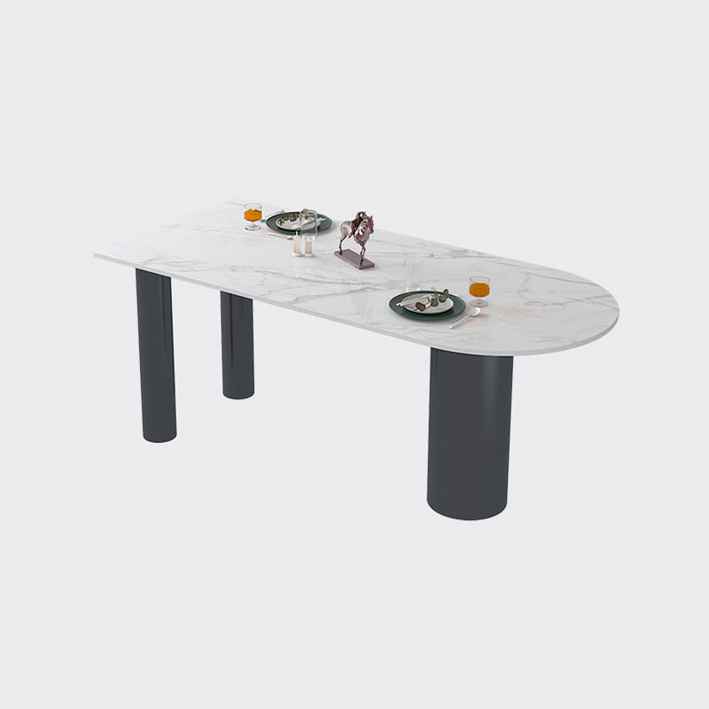 Sintered Stone Dining Table Modern White Top Dining Table with Black Frame
