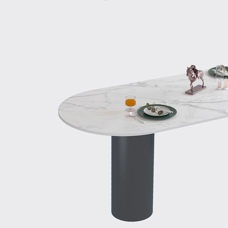 Sintered Stone Dining Table Modern White Top Dining Table with Black Frame