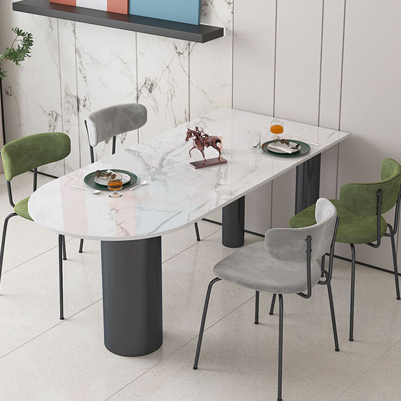 Sintered Stone Dining Table Modern White Top Dining Table with Black Frame