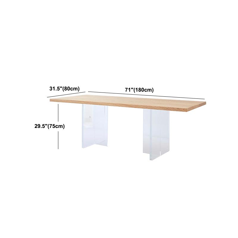 Natural Dining Table Contemporary Style Rectangle Solid Wood Dinner Table