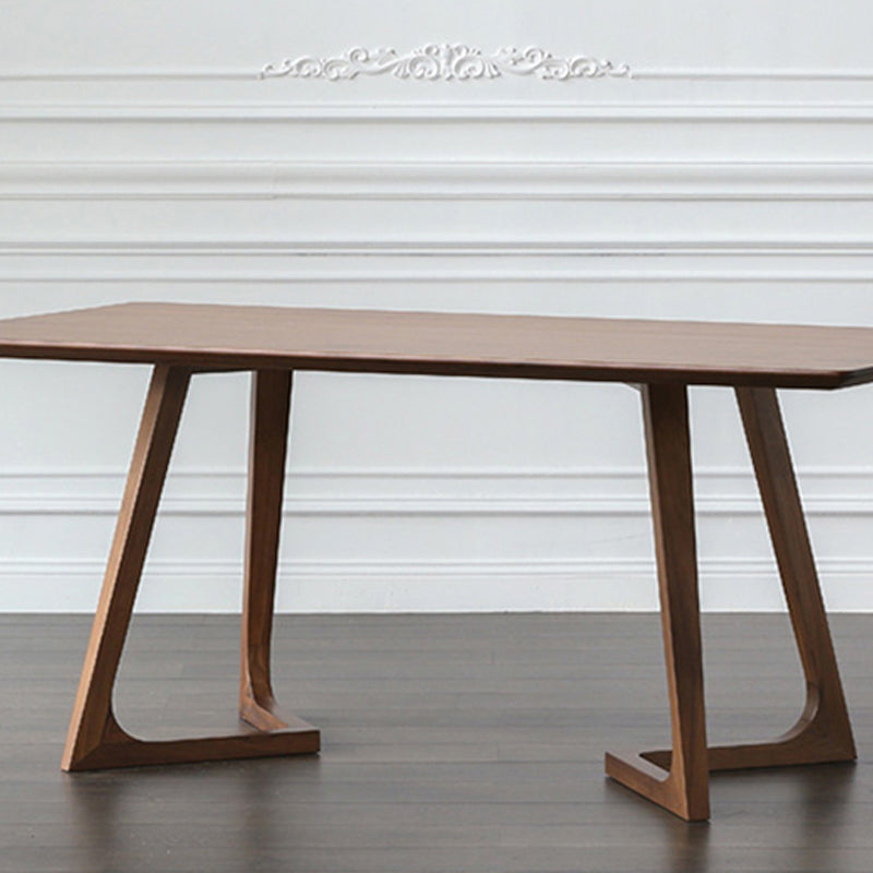 Brown Dining Table Contemporary Style Solid Wood Rectangle Dinner Table