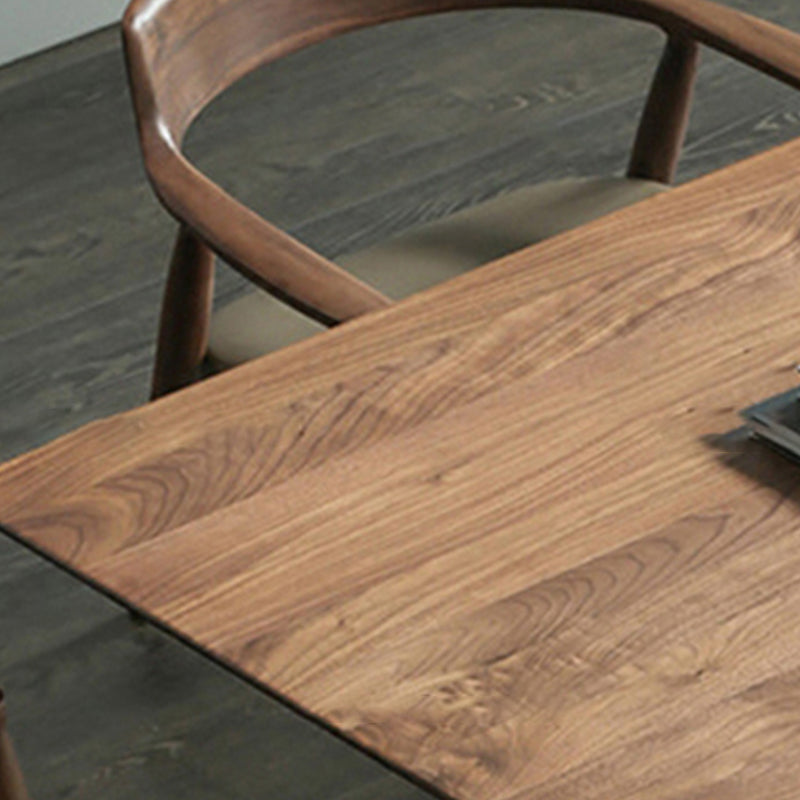 Brown Dining Table Contemporary Style Solid Wood Rectangle Dinner Table