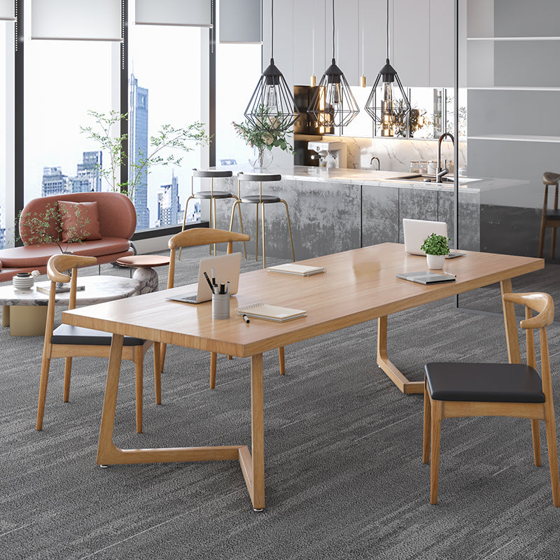 Natural Dining Table Contemporary Style Solid Wood Rectangle Dinner Table