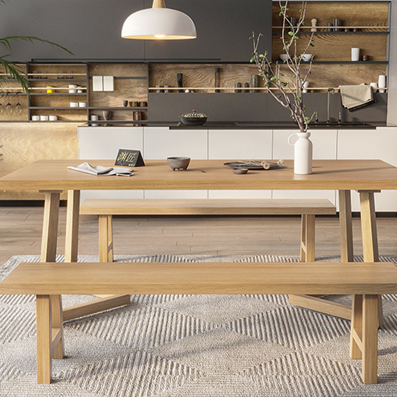 Natural Dining Table Contemporary Style Solid Wood Rectangle Dinner Table
