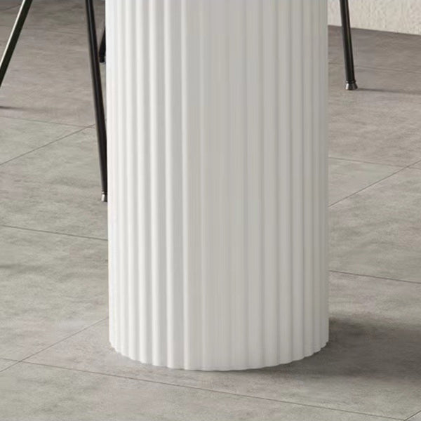 White Sintered Stone Top Dining Table Modern Free Form Iron Base Table