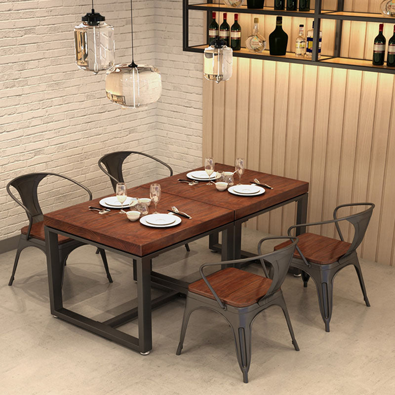 Industrial Rectangle Dining Room Table Solid Wood Trestle Base Dining Table