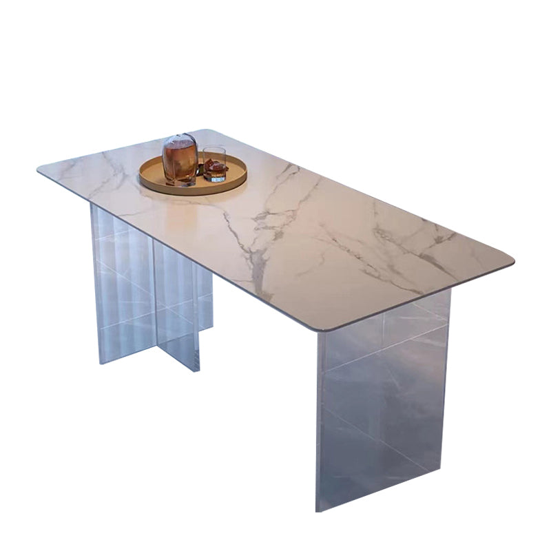 Modern White in Marble Counter Table Rectangle Dining Table for Kitchen