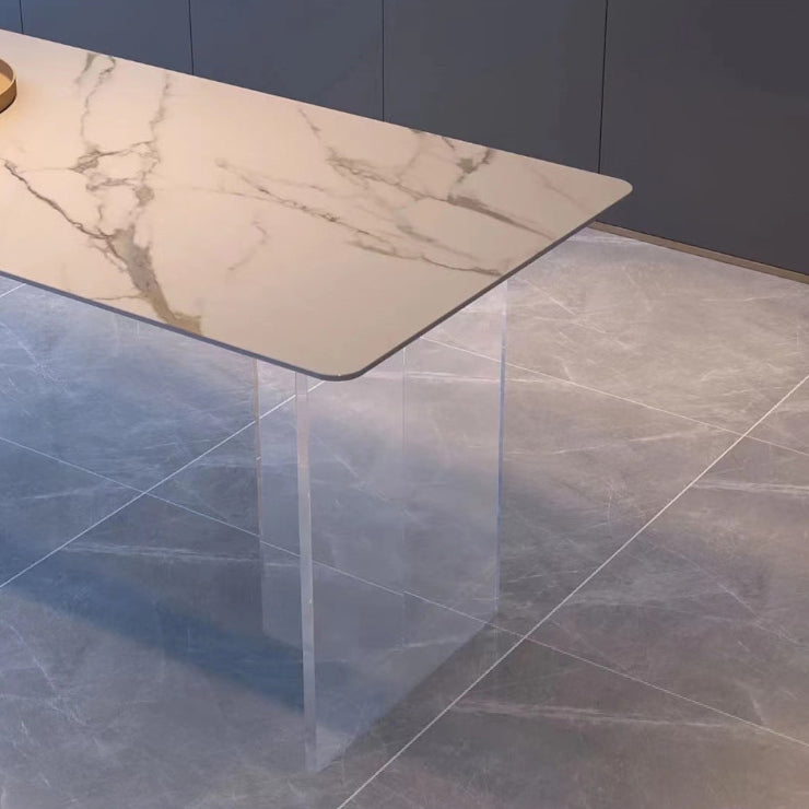 Modern White in Marble Counter Table Rectangle Dining Table for Kitchen