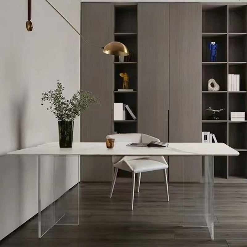 Modern White in Marble Counter Table Rectangle Dining Table for Kitchen