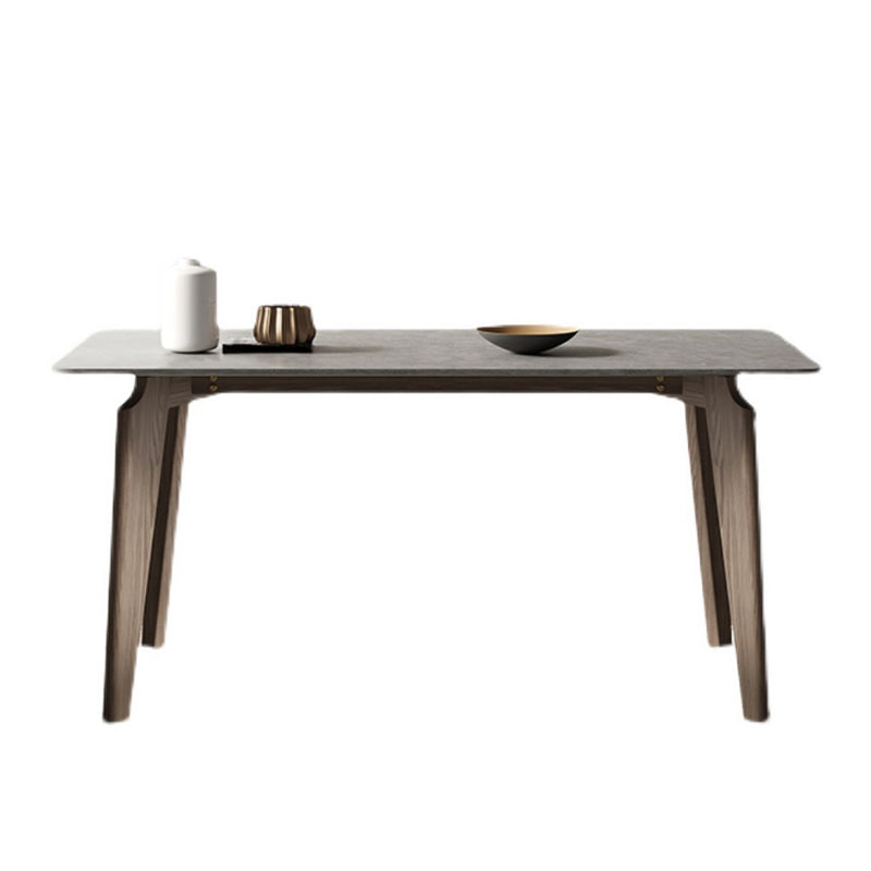 Rectangle Modern DiningTable Sintered Stone Top Ash Base Table with 4 Legs