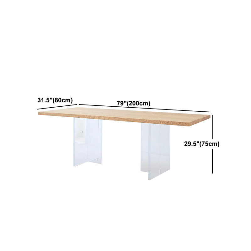 Acrylic Base Dinner Room Kitchen Table Modern Rectangle Natural Dining Table