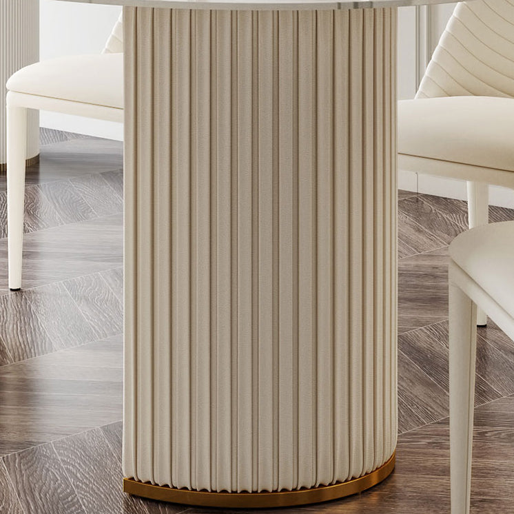 Contemporary Oval Table Sintered Stone Top Double Pedestal Dining Table