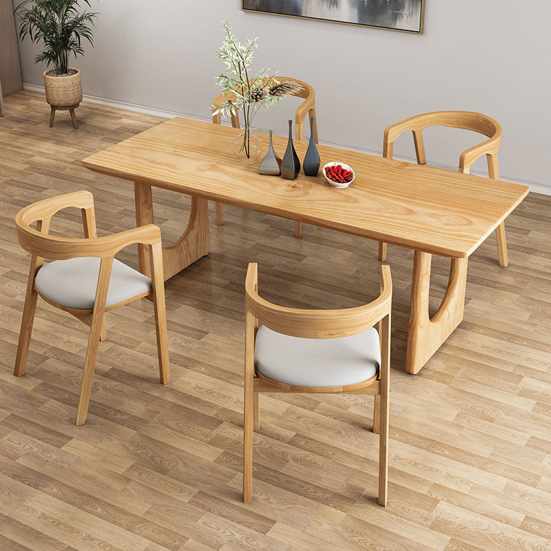 Modern Pine Solid Wood Dinette Table Rectangle Natural Base Dinner Room Kitchen Table
