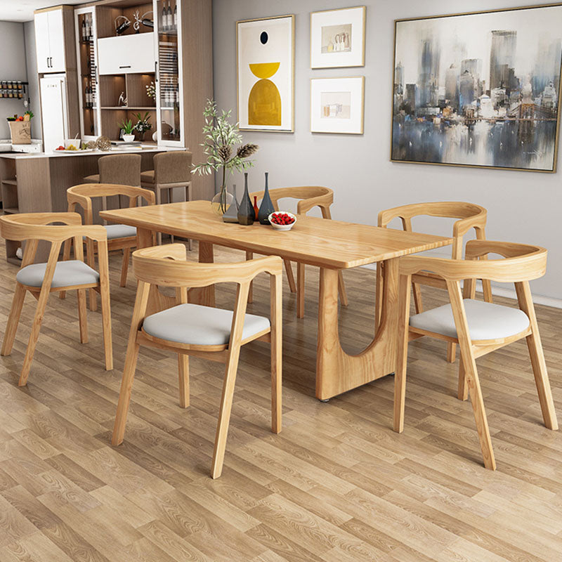 Modern Pine Solid Wood Dinette Table Rectangle Natural Base Dinner Room Kitchen Table