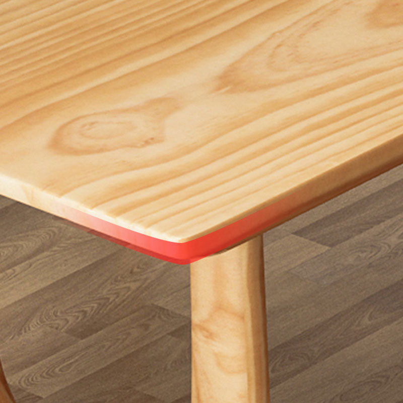 Modern Pine Solid Wood Dinette Table Rectangle Natural Base Dinner Room Kitchen Table