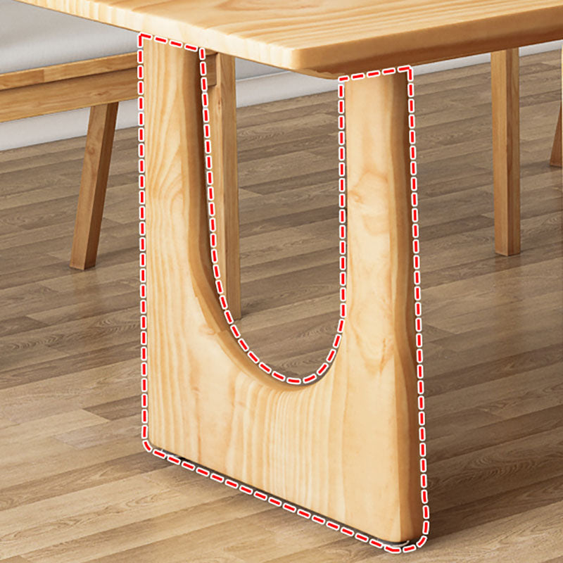 Modern Pine Solid Wood Dinette Table Rectangle Natural Base Dinner Room Kitchen Table