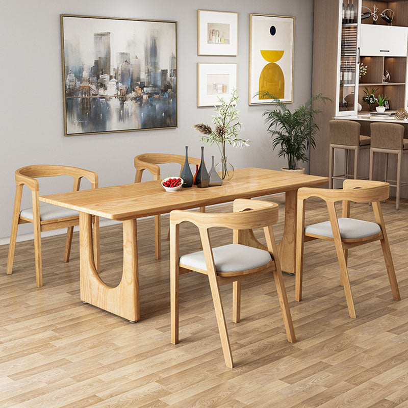 Modern Pine Solid Wood Dinette Table Rectangle Natural Base Dinner Room Kitchen Table