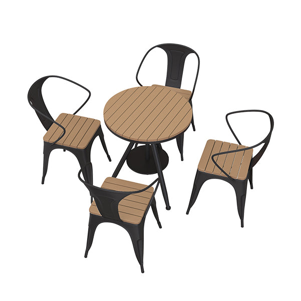 Modern Round Dining Table Metal Pedestal Casual Adjustable Height Dining Table