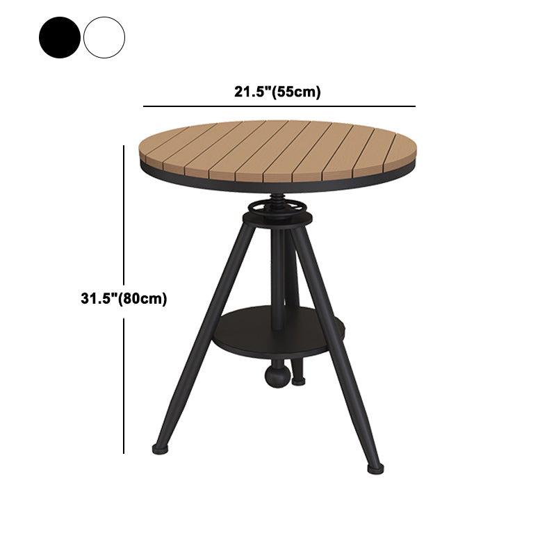 Modern Round Dining Table Metal Pedestal Casual Adjustable Height Dining Table