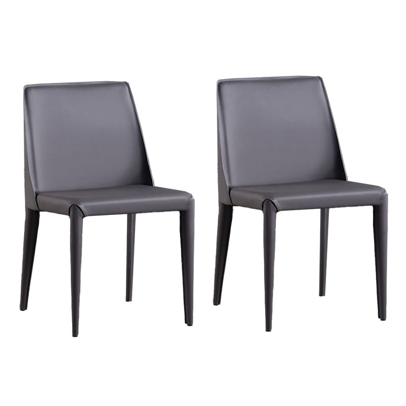 Modern Metal Dining Chair Leather Armless Dining Room Chair for Home Use