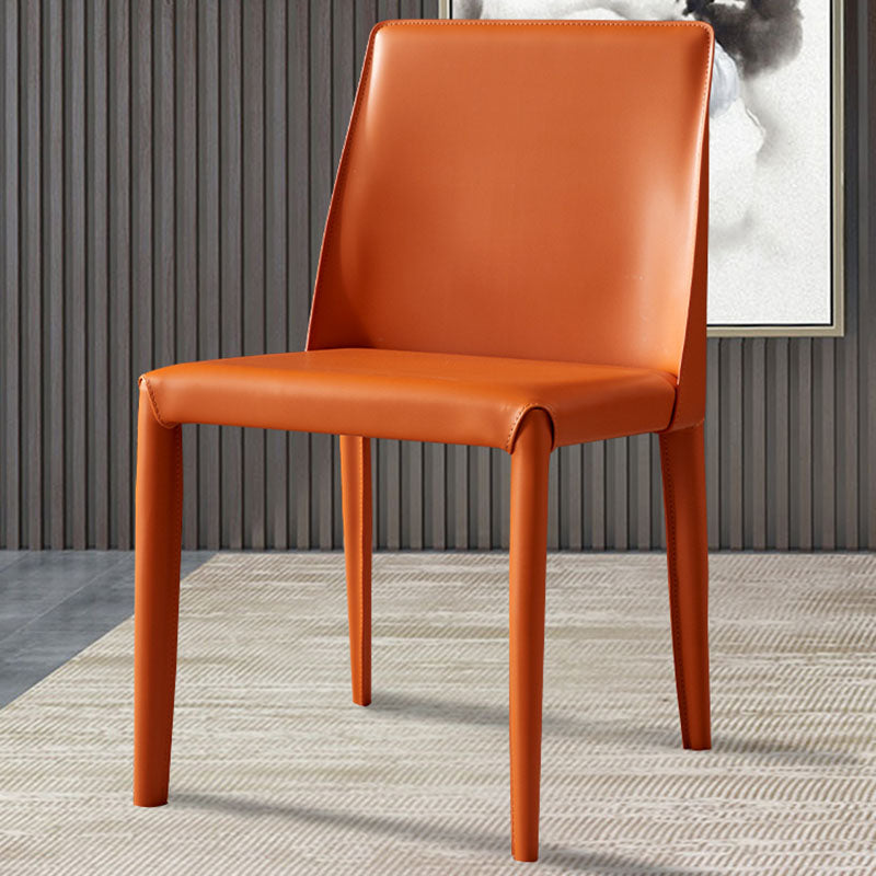 Modern Metal Dining Chair Leather Armless Dining Room Chair for Home Use