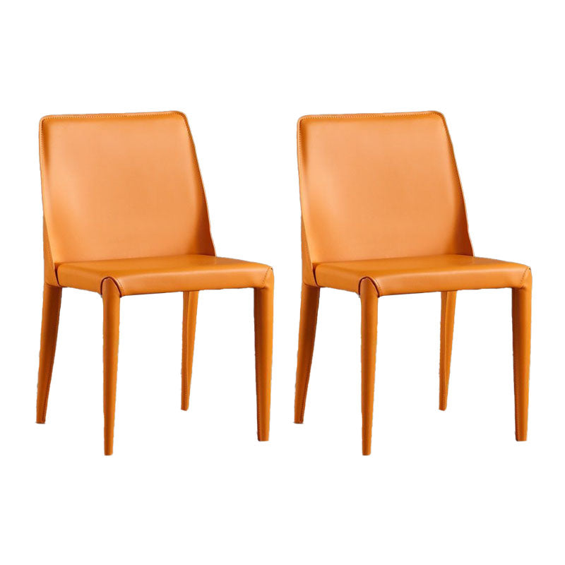 Modern Metal Dining Chair Leather Armless Dining Room Chair for Home Use