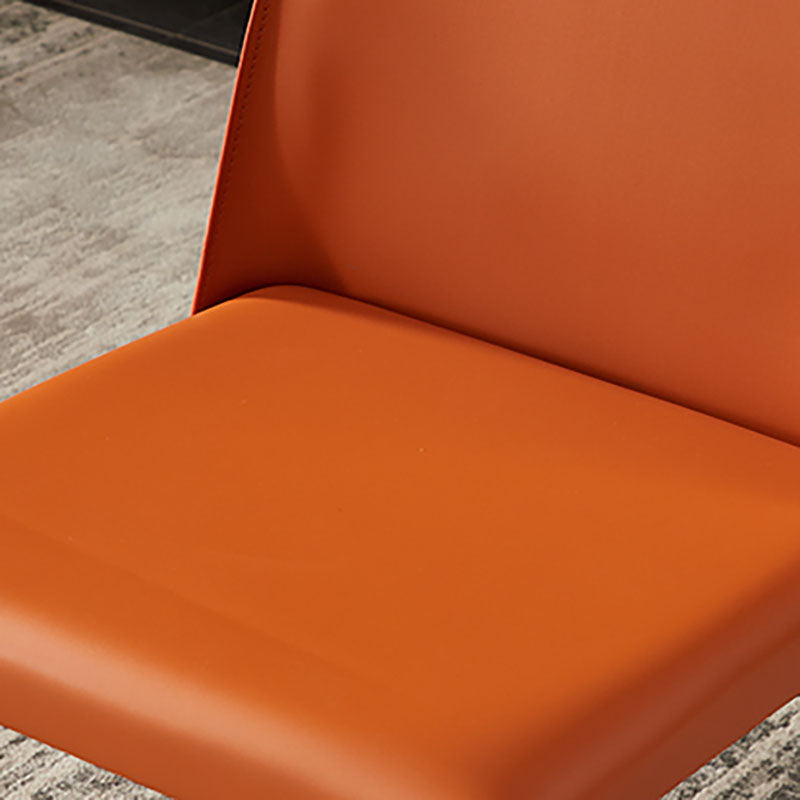 Modern Metal Dining Chair Leather Armless Dining Room Chair for Home Use