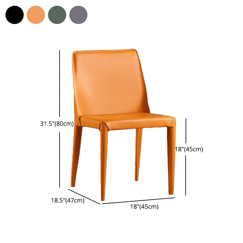 Modern Metal Dining Chair Leather Armless Dining Room Chair for Home Use