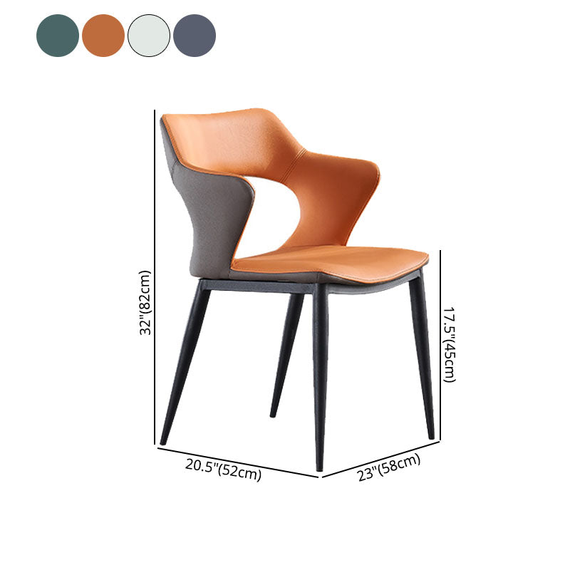 Contemporary Style Kitchen Chairs Dining Arm Open Back Side Chair with Metal Legs