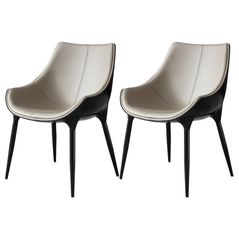 Contemporary Faux Leather Dining Chair Metal Dining Arm Chairs for Home Use