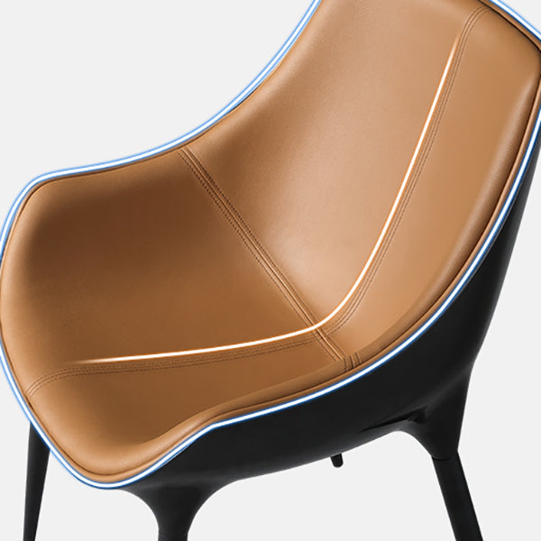 Contemporary Faux Leather Dining Chair Metal Dining Arm Chairs for Home Use