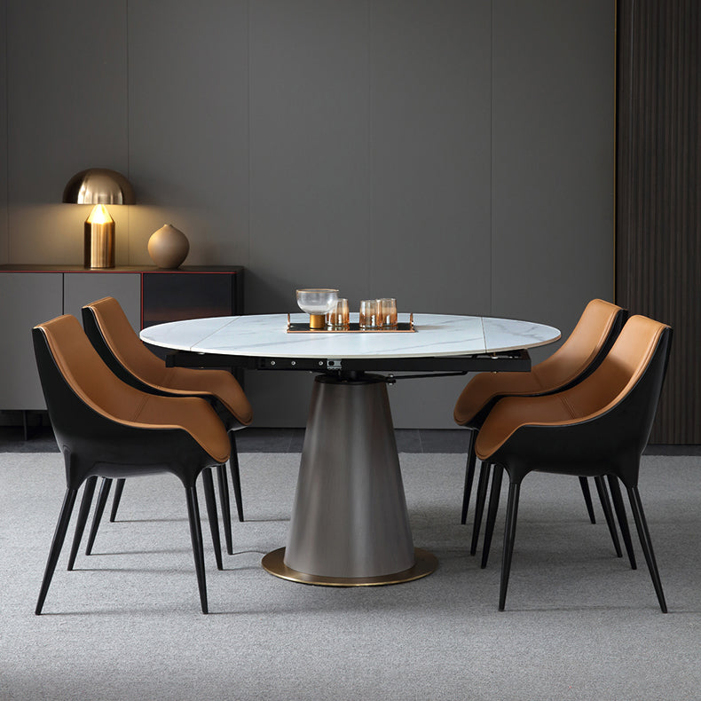 Contemporary Faux Leather Dining Chair Metal Dining Arm Chairs for Home Use