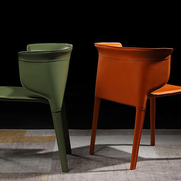 Contemporary Leather Dining Chair Arm Wingback Side Chair for Home Use