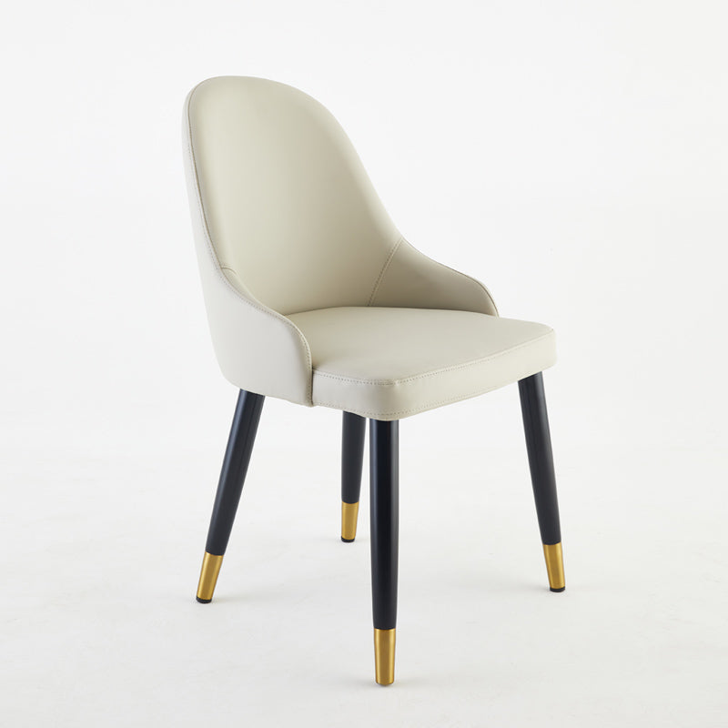 Glam Wood Dining Armless Chair Faux Leather Dining Chairs for Restaurant Use