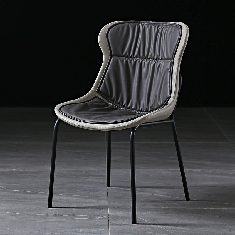 Industrial PU Leather Dining Chairs Solid Back Chair for Home