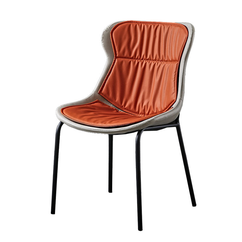 Industrial PU Leather Dining Chairs Solid Back Chair for Home